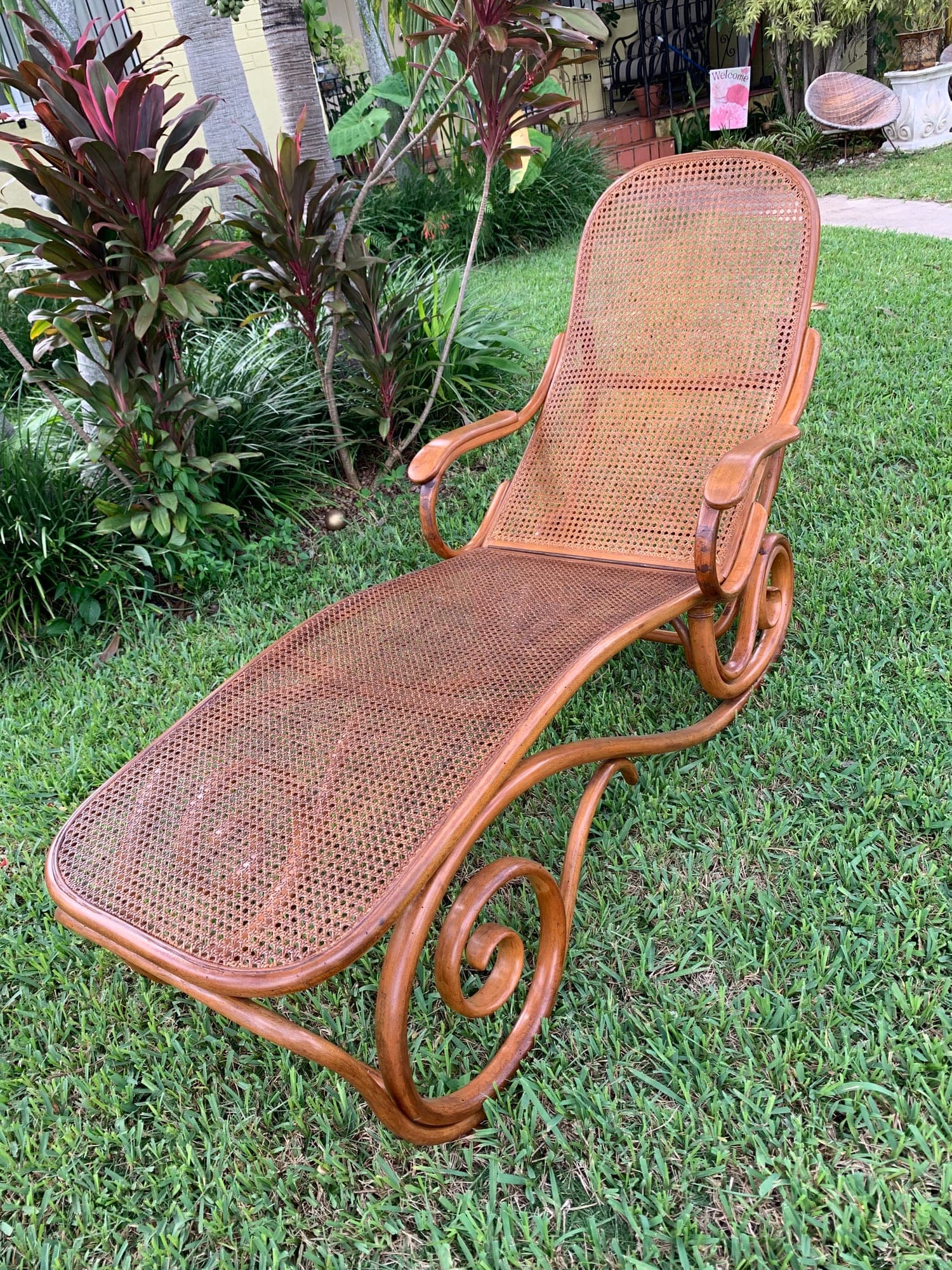 A restored bentwood cane chaise by King Furniture Restoration